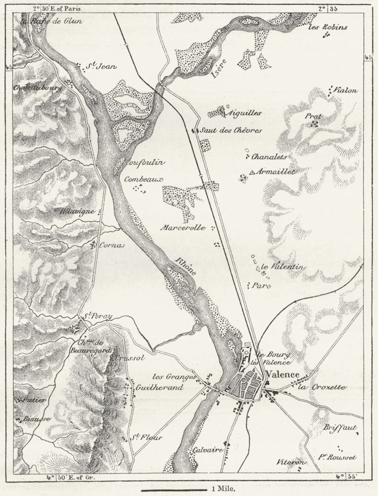FRANCE. Valence, sketch map c1885 old antique vintage plan chart